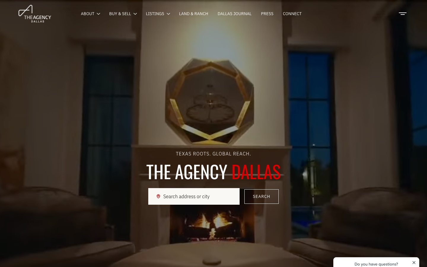 Home page of a Dallas real estate brokerage, with listing search in the hero.