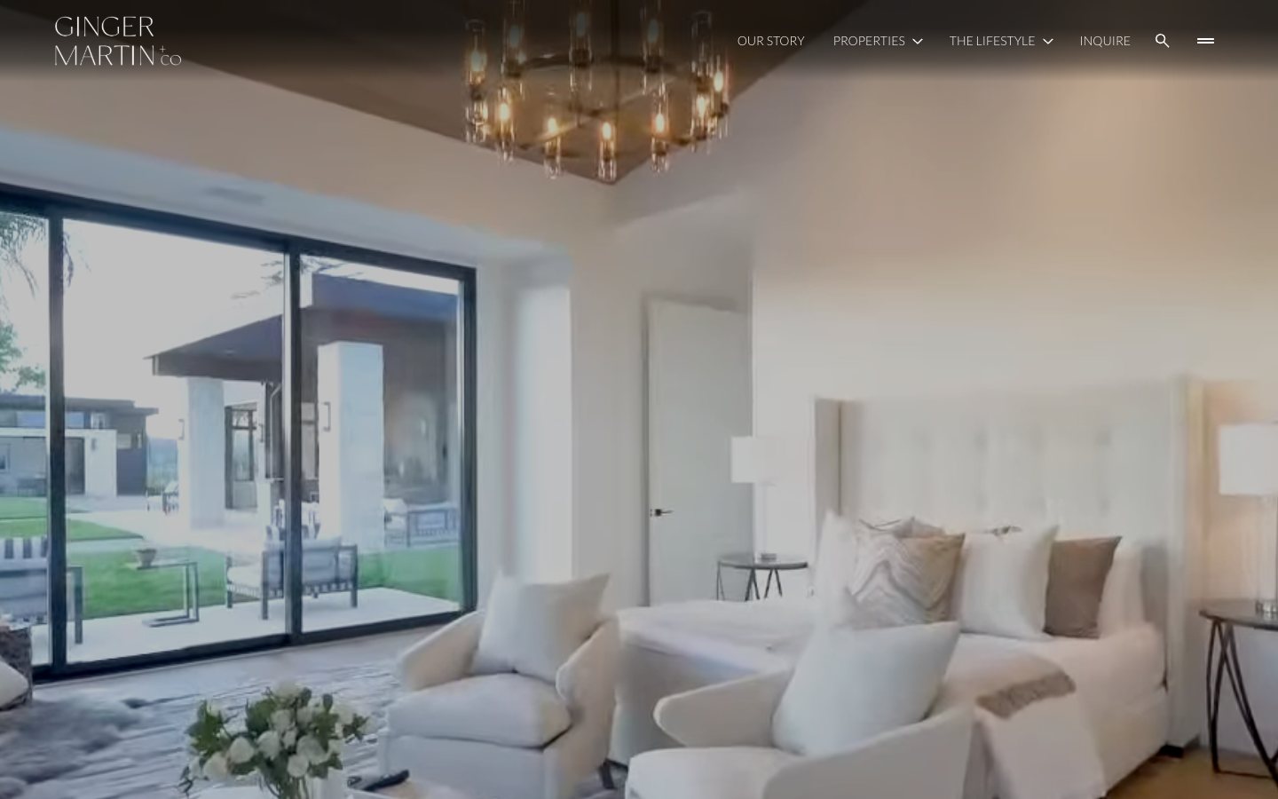 Ginger Martin + Co home page, a Napa Valley luxury real estate site.